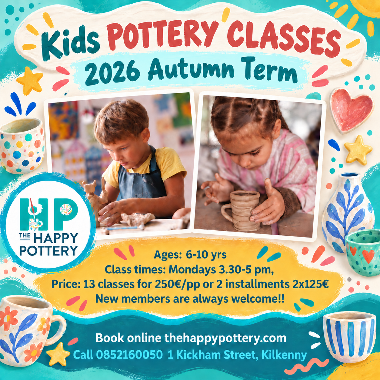 Kids Pottery Classes Autumn Term 2026 (Installments)
