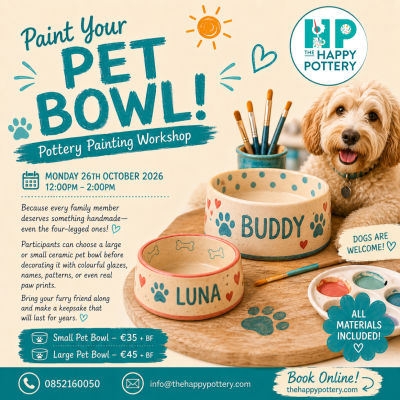 Savour Paint Your Dog's Favourite Bowl! Pottery Painting workshop- Large bowl